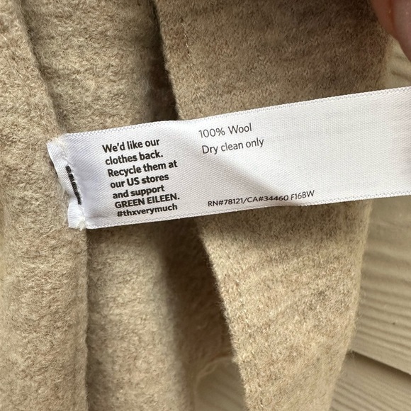 EILEEN FISHER NWT The Icons Kimono Jacket Cardigan Open Front Wool Beige Size XL - Picture 6 of 9